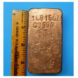 1LB 15 oz .999 Copper Bar