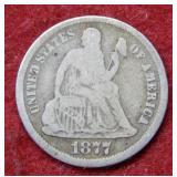 1877 CC Seated Liberty Silver Dime