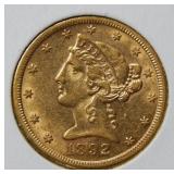 1892 S US $5 Gold Coin