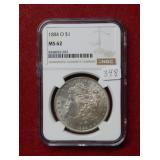 1884 O Morgan Silver Dollar NGC MS62