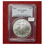 1999 Silver Eagle 1oz PCGS MS69
