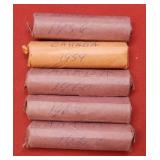 (5) Canada Cent Rolls 1950s & 60s