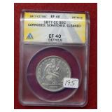 1877 CC Seated Liberty Half ANACS EF40 Details