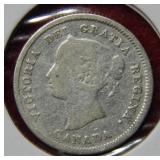 1872 H Canada Five Cent Coin