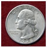 1938 S Washington Silver Quarter