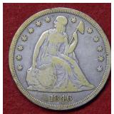 1846 Seated Liberty Silver Dollar