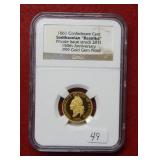 1861 Confederate Cent Restrike .999 Gold NGC