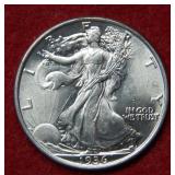 1936 Walking Liberty Silver Half Dollar