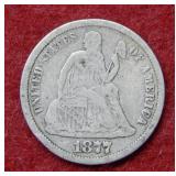 1877 CC Seated Liberty Silver Dime