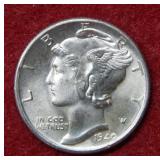 1940 D Mercury Silver Dime - full split bands