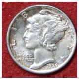 1939 Mercury Silver Dime - full split bands