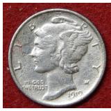 1919 Mercury Silver Dime