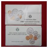 1988 & 1989 P&D US Mint Sets