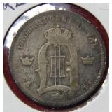 1881 Sweden 50 Ore Coin