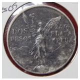 1921 Mexico Silver Two Pesos Coin***
