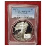 1987 S Silver Eagle 1oz PCGS PR69 DCAM