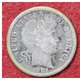 1904 S Barber Silver Dime