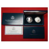 1998 (2) Silver Dollar Proof & UNC Black Rev War