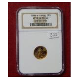 1999 W Gold Eagle $5 with W NGC MS69