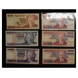 Lot of Turkey Notes from 100,000 to 1,000.000