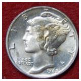 1942 Mercury Silver Dime - full split bands