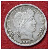1901 O Barber Silver Dime