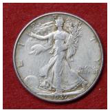 1937 D Walking Liberty Silver Half Dollar