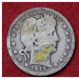 1915 S Barber Silver Quarter