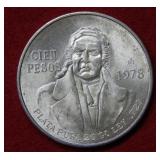 1978 Mexico Cien Peso Silver Coin