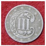 1858 Silver Three Cent Coin