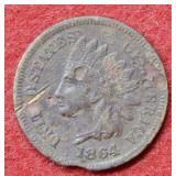 1864 Bronze Indian Head Cent - grainy