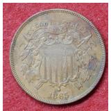 1865 Two Cent Piece Coin