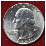 1941 Washington Silver Quarter - DBL 4 error