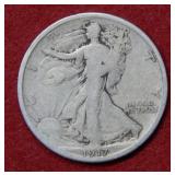 1917 D Walking Liberty Silver Half Dollar
