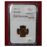 1907 Indian Head Cent NGC MS64 RB