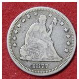 1877 Seated Liberty Silver Quarter