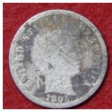 1895 S Barber Silver Dime with scratches