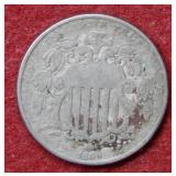 1866 Shield Nickel with Rays