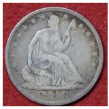 1858 O Seated Liberty Silver Half Dollar- no motto