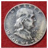 1952 Franklin Silver Half Dollar Coin