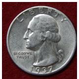 1937 D Washington Silver Quarter