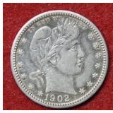 1902 Barber Silver Quarter