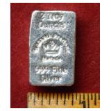 2oz .999 Fine Silver Ingot Bullion