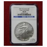 2007 W Silver Eagle 1oz NGC MS69 early releases