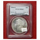 1890 O Morgan Silver Dollar PCGS MS62