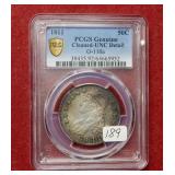 1811 Bust Silver Half PCGS Genuine Cleaned UNC