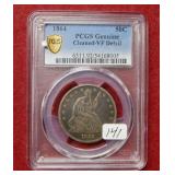 1864 Seated Liberty Half PCGS Genuine VF Detail