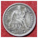 1873 Seated Liberty Silver Dime