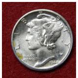 1944 D Mercury Silver Dime - full split bands