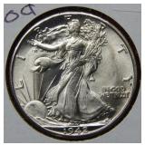 1942 D Walking Liberty Silver Half Dollar